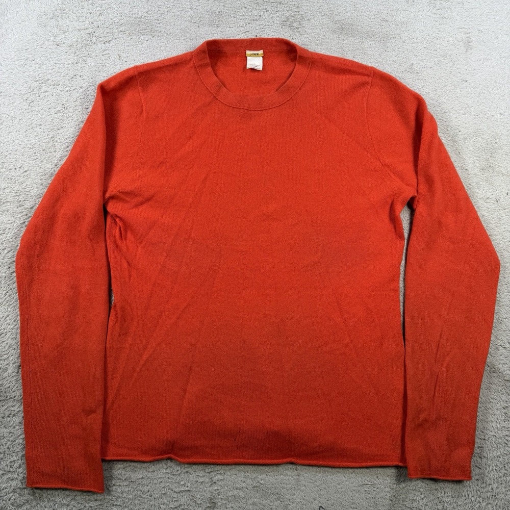 J Crew Sweater Womens Large (Fits Medium) Orange 100% Cashmere Crewneck Pullover